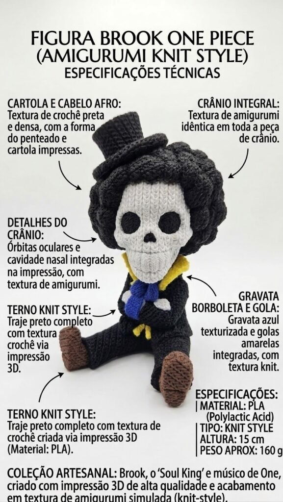 Brook de One Piece Amigurumi de 12 cm