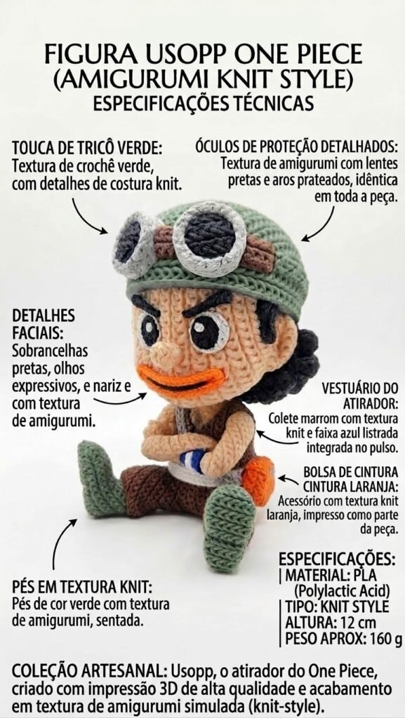 Usopp de One Piece no estilo Amigurumi