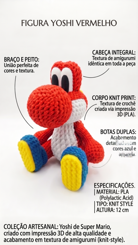 Yoshi Vermelho Amigurumi